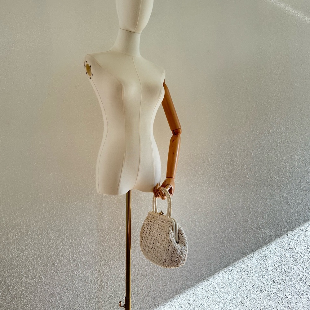 Vintage Joseph Horne Co Made in Italy Cream Woven Raffia Straw Top Handle Bag - Picture 5 of 9